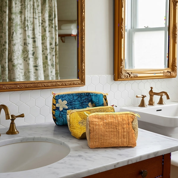 Nécessaire Indiana Kantha Quilt  - Kit com 3