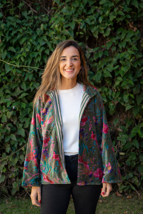 Jaqueta Indiana Velvet Estampada