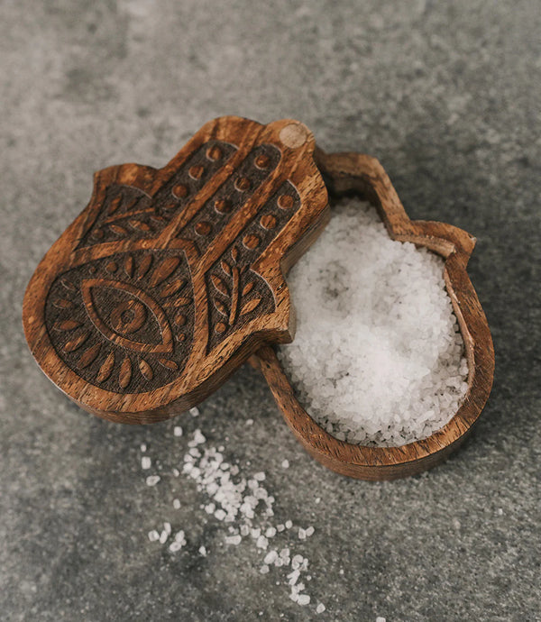 Caixinha Hamsa de Madeira
