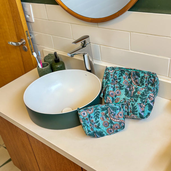 Nécessaire Indiana Kantha Quilt  - Kit com 3