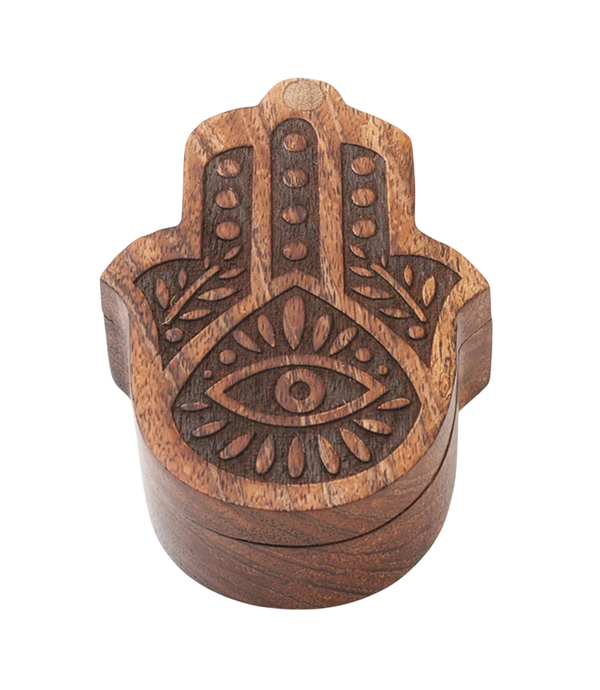 Caixinha Hamsa de Madeira