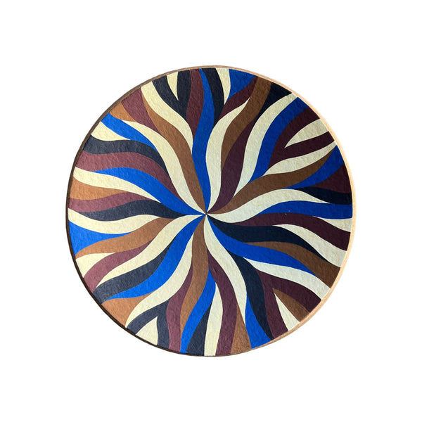 Prato Decorativo Coral- Marrom e Azul - P