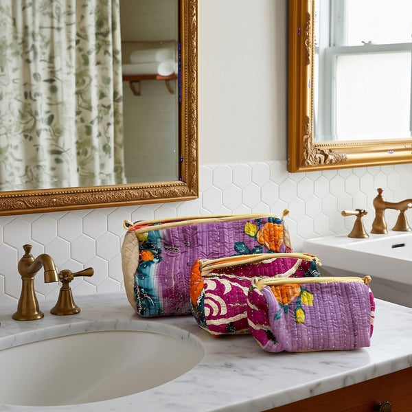 Nécessaire Indiana Kantha Quilt  - Kit com 3