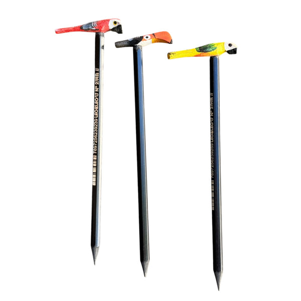 Kit 5 Lápis de Pássaro de Madeira