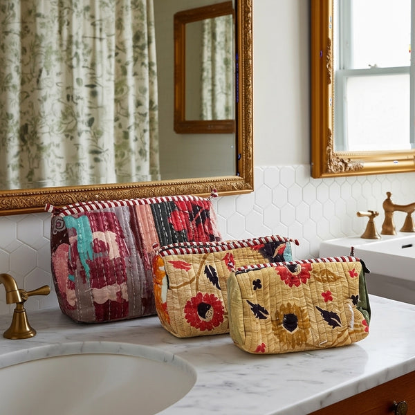 Nécessaire Indiana Kantha Quilt  - Kit com 3