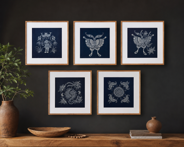 Pintura Batik Chinesa com Moldura