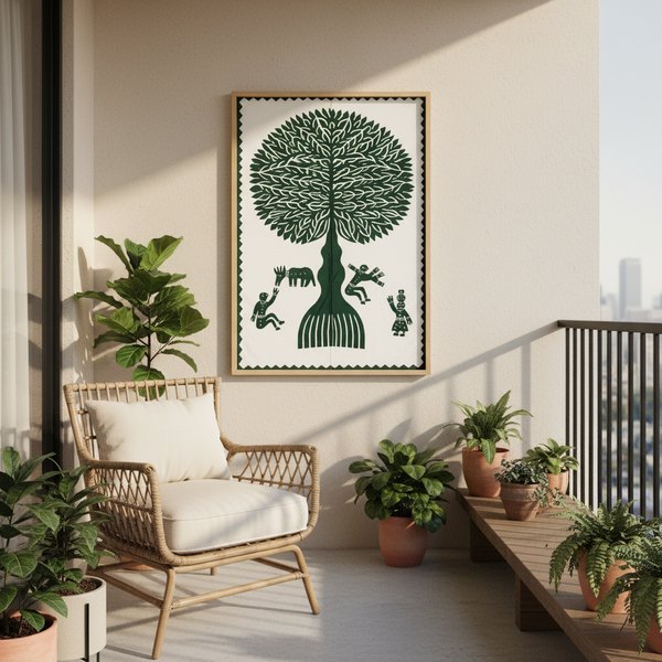 Tecido Indiano Árvore da Vida Verde - G