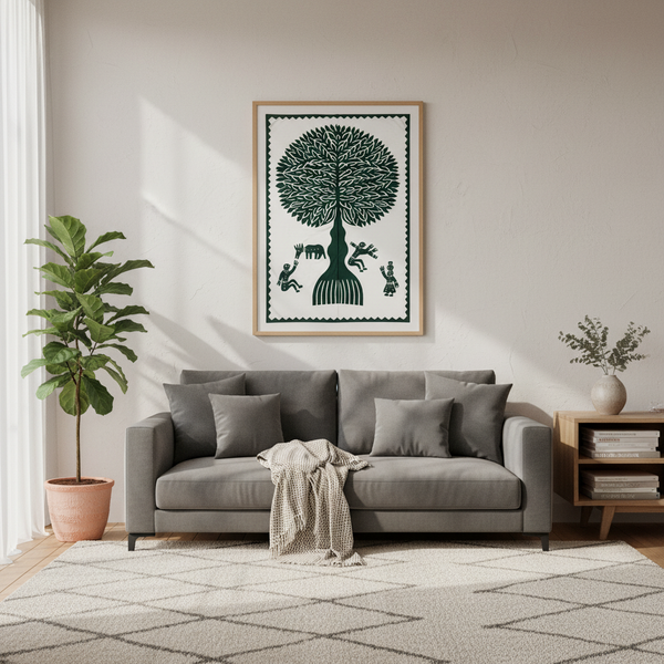 Tecido Indiano Árvore da Vida Verde - G