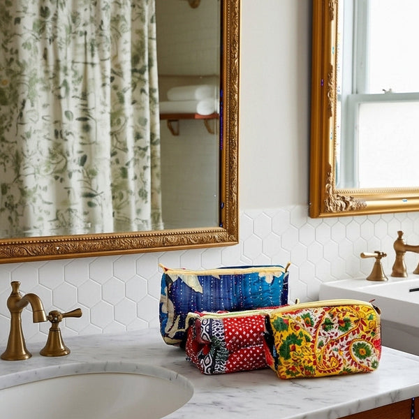 Nécessaire Indiana Kantha Quilt  - Kit com 3