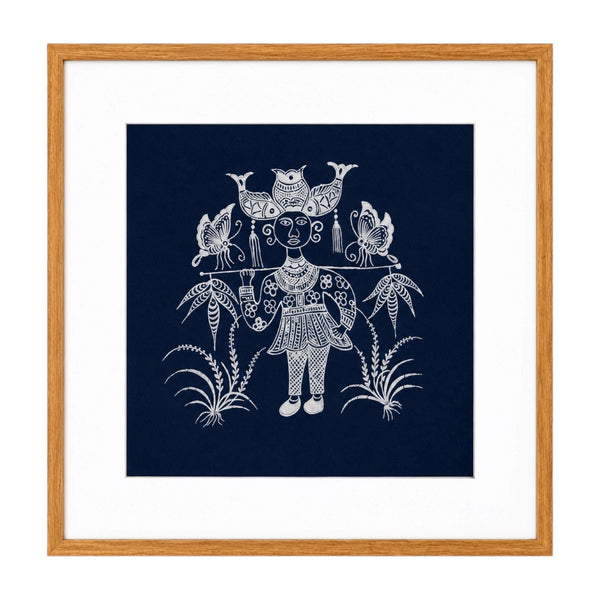 Pintura Batik Chinesa com Moldura