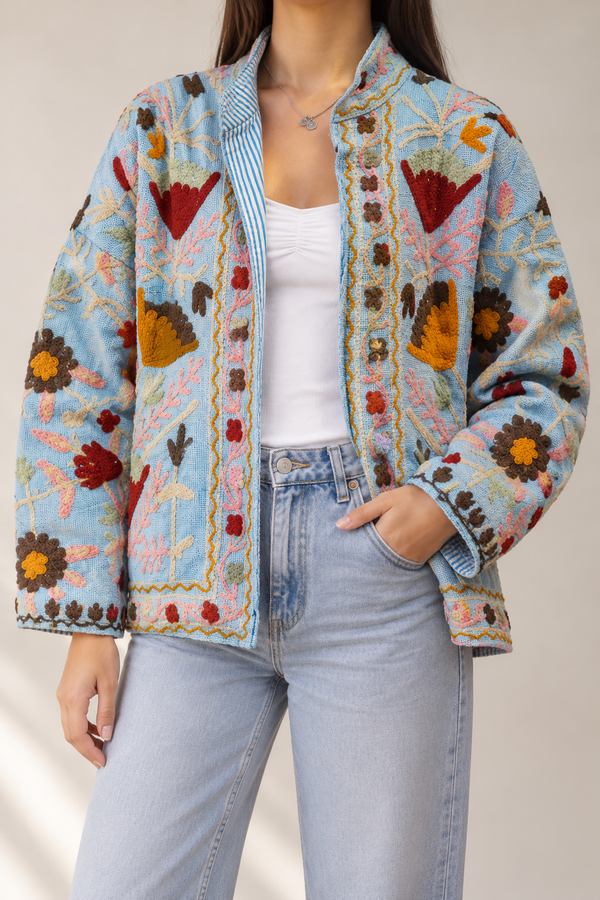 Jaqueta Indiana Bordada Cotton P