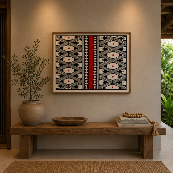Pintura Indígena Waxamani Mehinako Xingu - 80x60cm