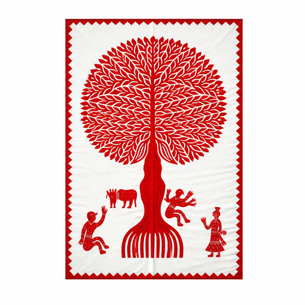 Tecido Indiano Árvore da Vida Vermelho - G