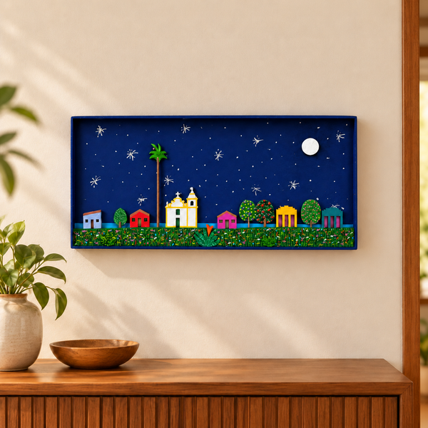 Quadro em Relevo Luar da Bahia — dos Artistas Bigu e Liu
