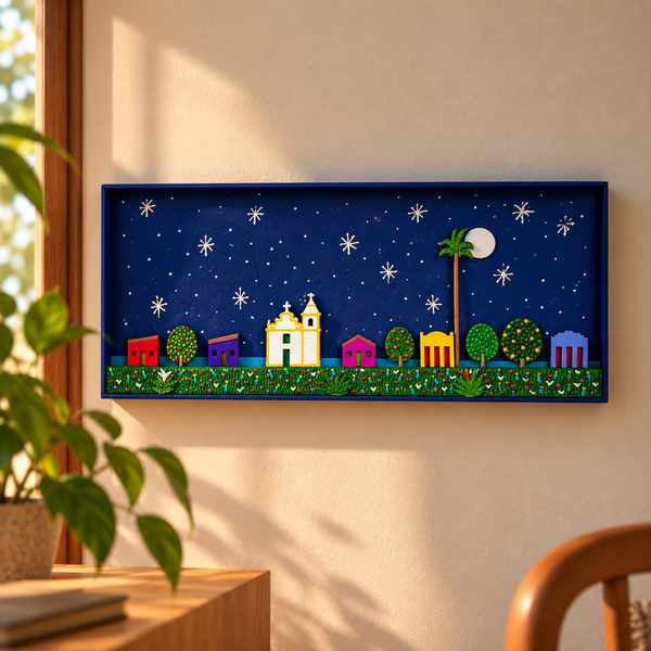 Quadro em Relevo Luar da Bahia — dos Artistas Bigu e Liu