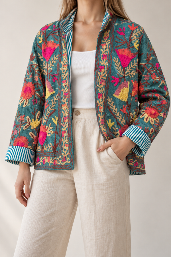 Jaqueta Indiana Bordada Cotton M (com avaria)