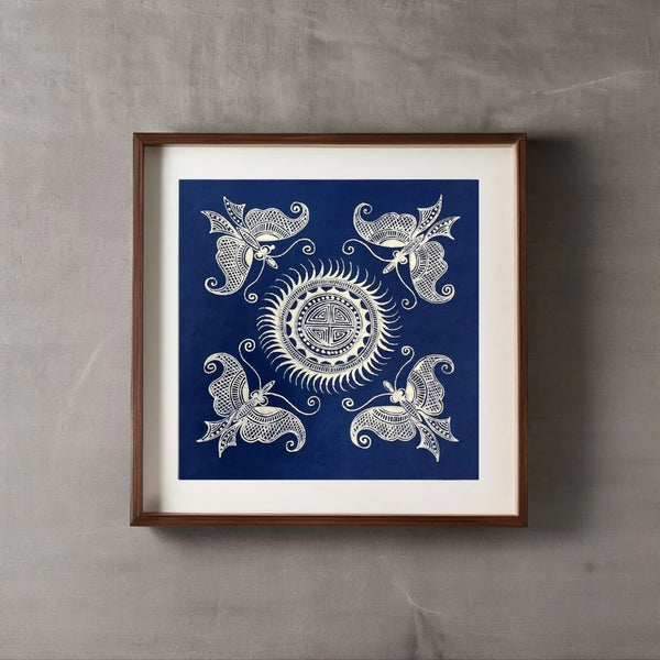 Pintura Batik Chinesa com Moldura