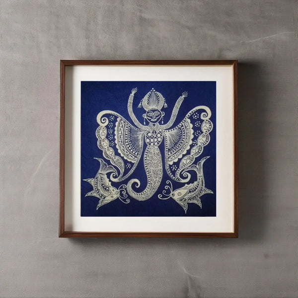 Pintura Batik Chinesa com Moldura