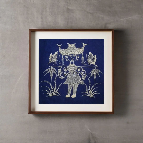 Pintura Batik Chinesa com Moldura