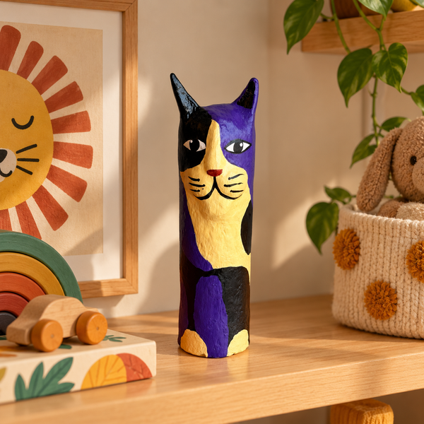 Escultura Gato de Papel Machê (