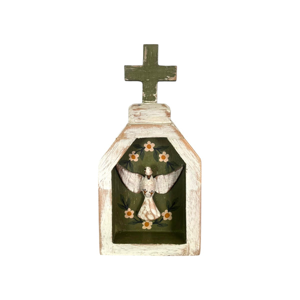 Mini Oratório com Divino de Madeira