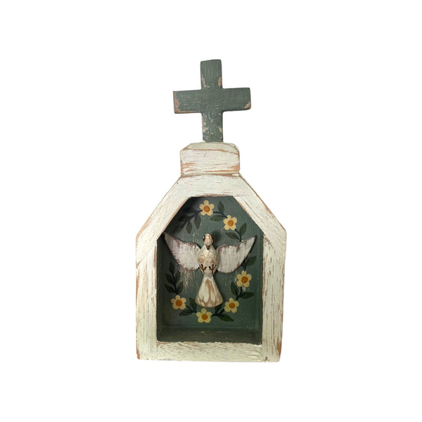 Mini Oratório com Divino de Madeira