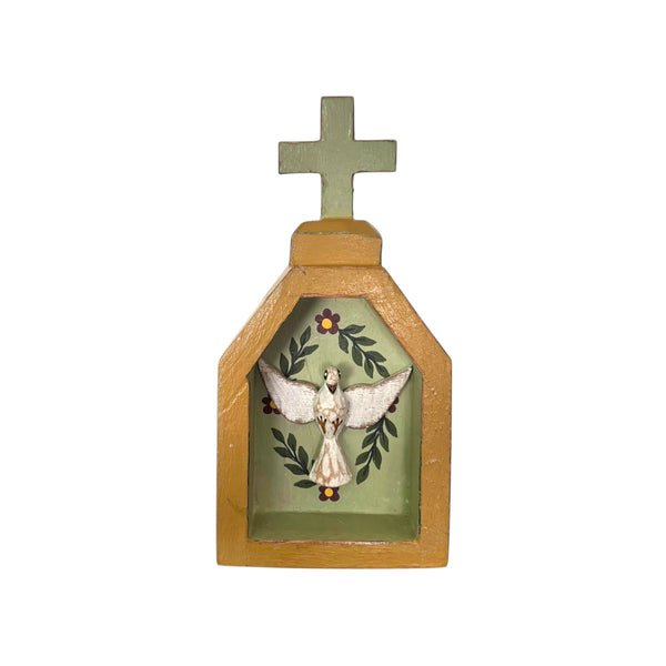 Mini Oratório com Divino de Madeira