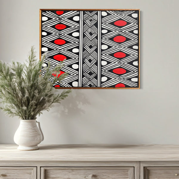 Pintura Indígena Waxamani Mehinako Xingu com Moldura