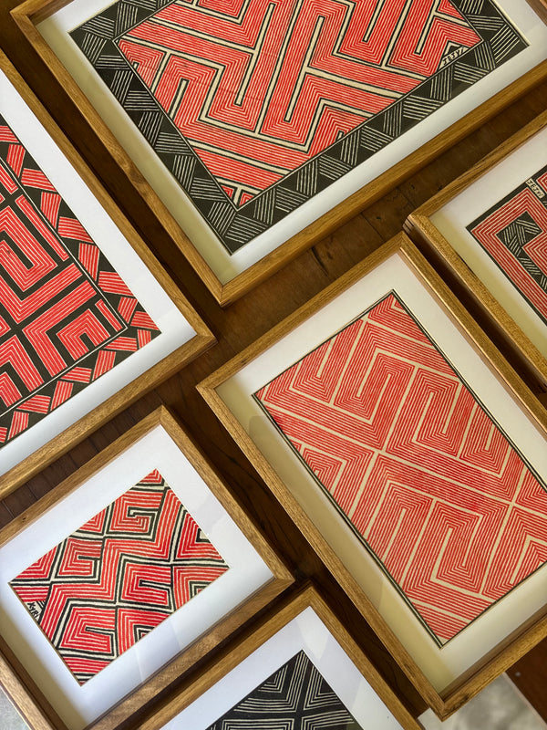 Tela Grafismo Asurini com Moldura