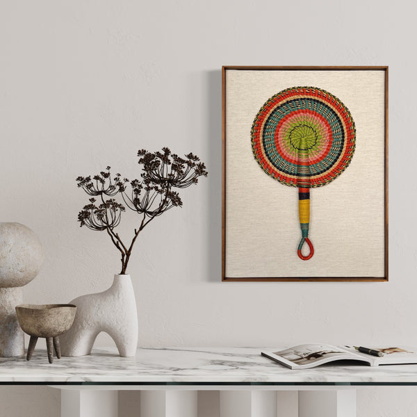 Leque Decorativo de Bolgatanga com Moldura
