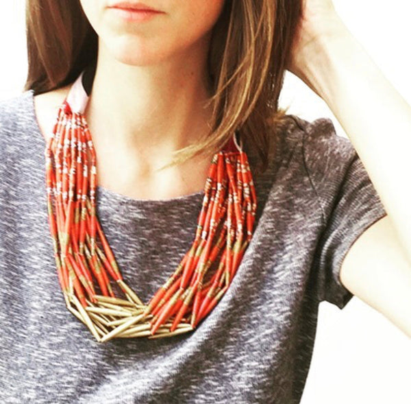 Colar Vermelho - Necklace Gold
