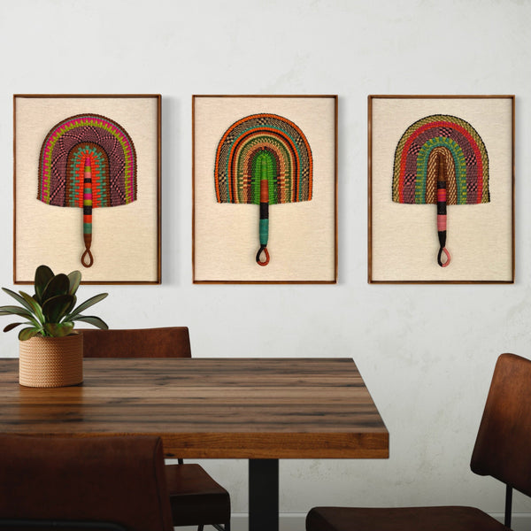 Leque Decorativo de Bolgatanga com Moldura