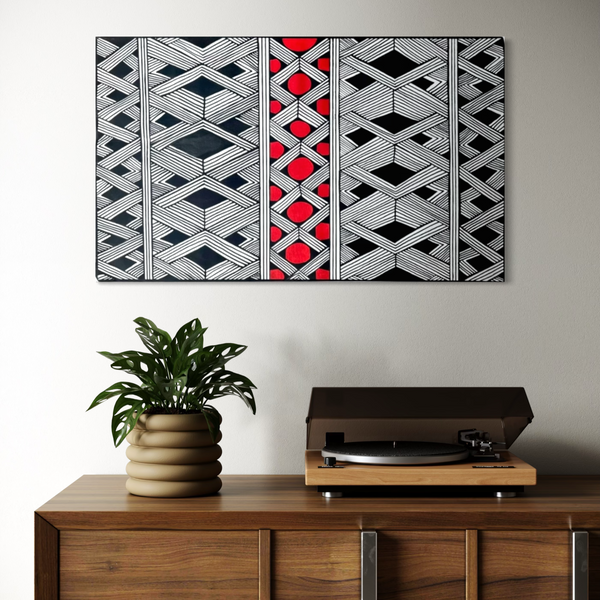 Pintura Indígena Waxamani Mehinako Xingu - 90x54cm