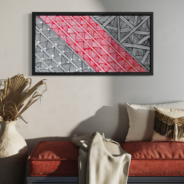 Pintura Indígena Waxamani Mehinako Xingu - 100x50cm