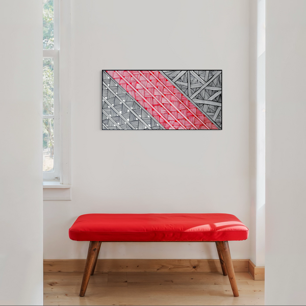 Pintura Indígena Waxamani Mehinako Xingu - 100x50cm