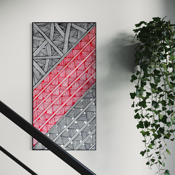 Pintura Indígena Waxamani Mehinako Xingu - 100x50cm