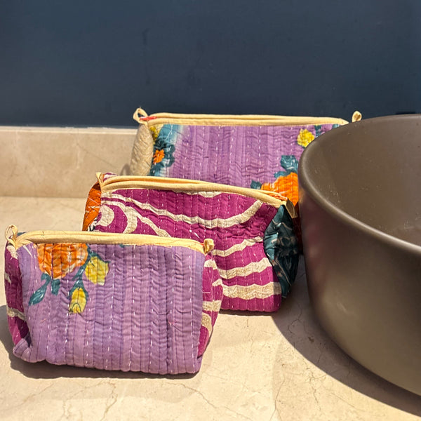 Nécessaire Indiana Kantha Quilt  - Kit com 3