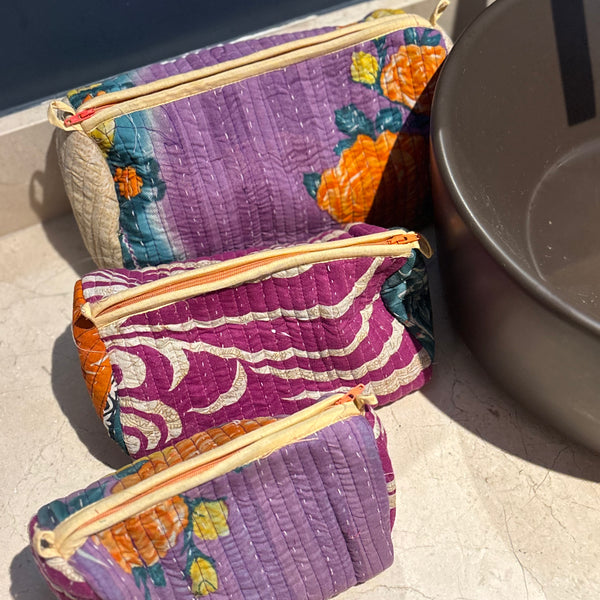 Nécessaire Indiana Kantha Quilt  - Kit com 3