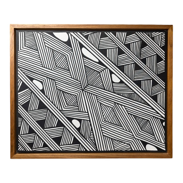 Pintura Indígena Waxamani Mehinako Xingu com Moldura
