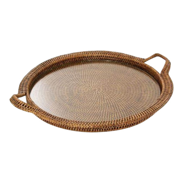 Bandeja Rattan Indiana com Vidro