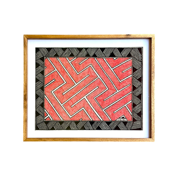 Tela Grafismo Asurini com Moldura