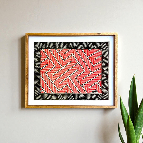 Tela Grafismo Asurini com Moldura