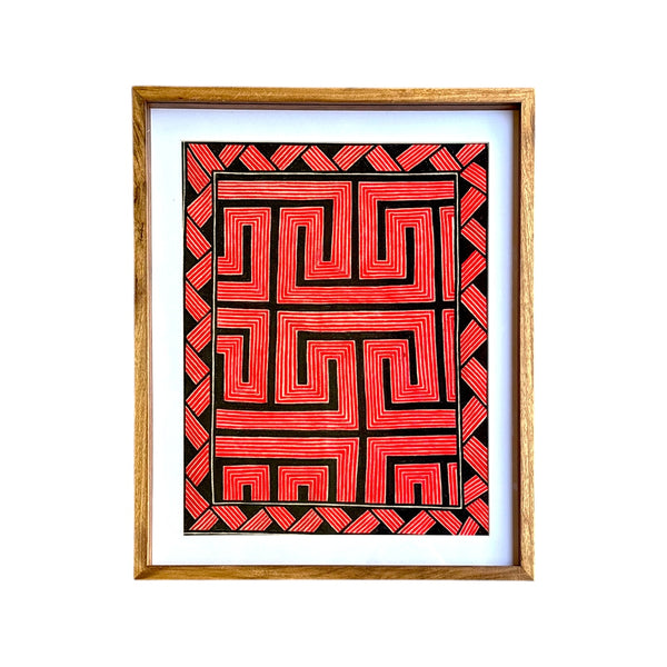 Tela Grafismo Asurini com Moldura