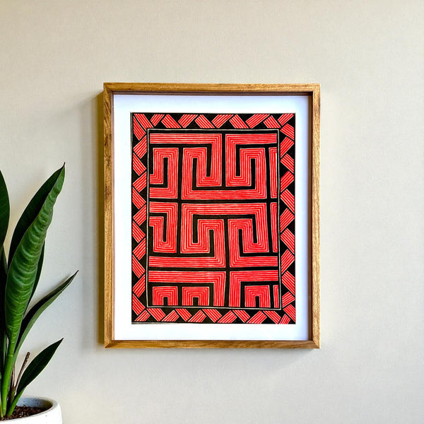 Tela Grafismo Asurini com Moldura