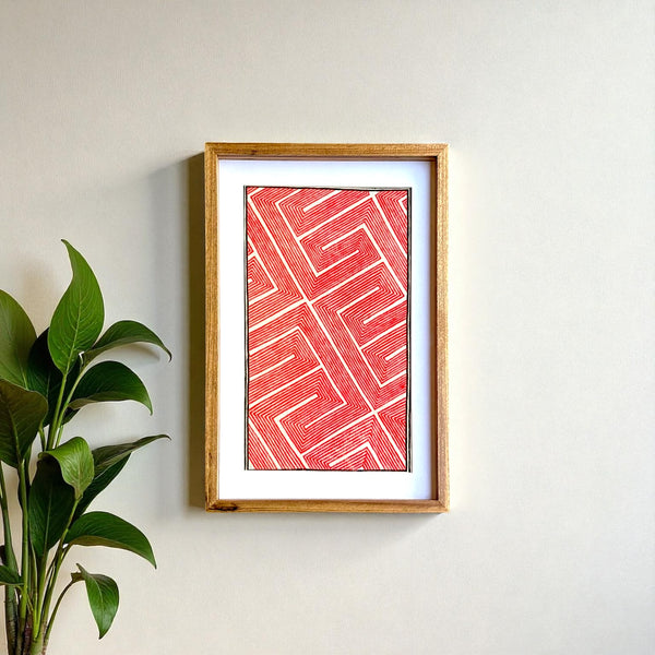 Tela Grafismo Asurini com Moldura