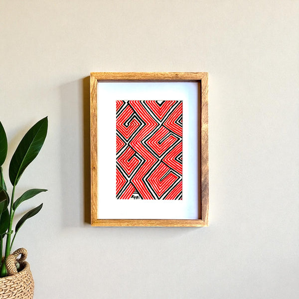 Tela Grafismo Asurini com Moldura