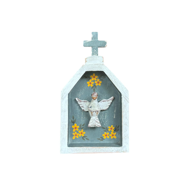 Mini Oratório com Divino de Madeira