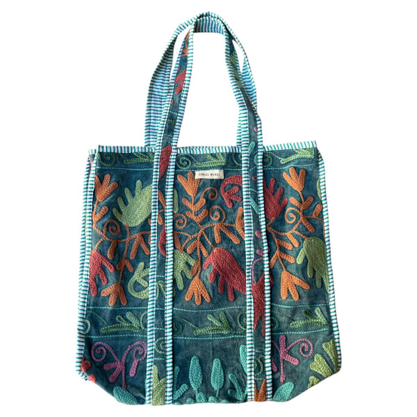 Bolsa Indiana Suzani Velvet - Dupla Face