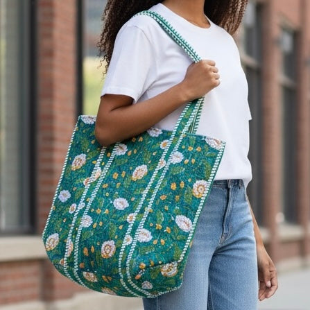 Bolsa Indiana Kantha Quilt - Dupla Face