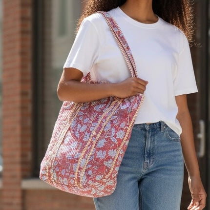 Bolsa Indiana Kantha Quilt - Dupla Face
